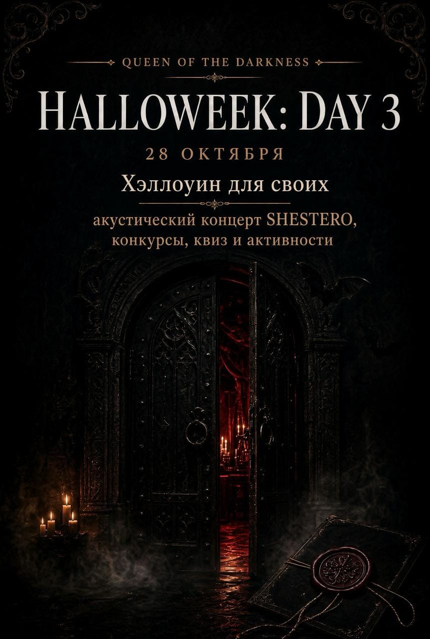 Афиша меропрития: Halloweek День 3: Хэллоуин "для своих" -  Закрытая тематическая вечеринка для друзей и любимых гостей бара, акустический концерт.