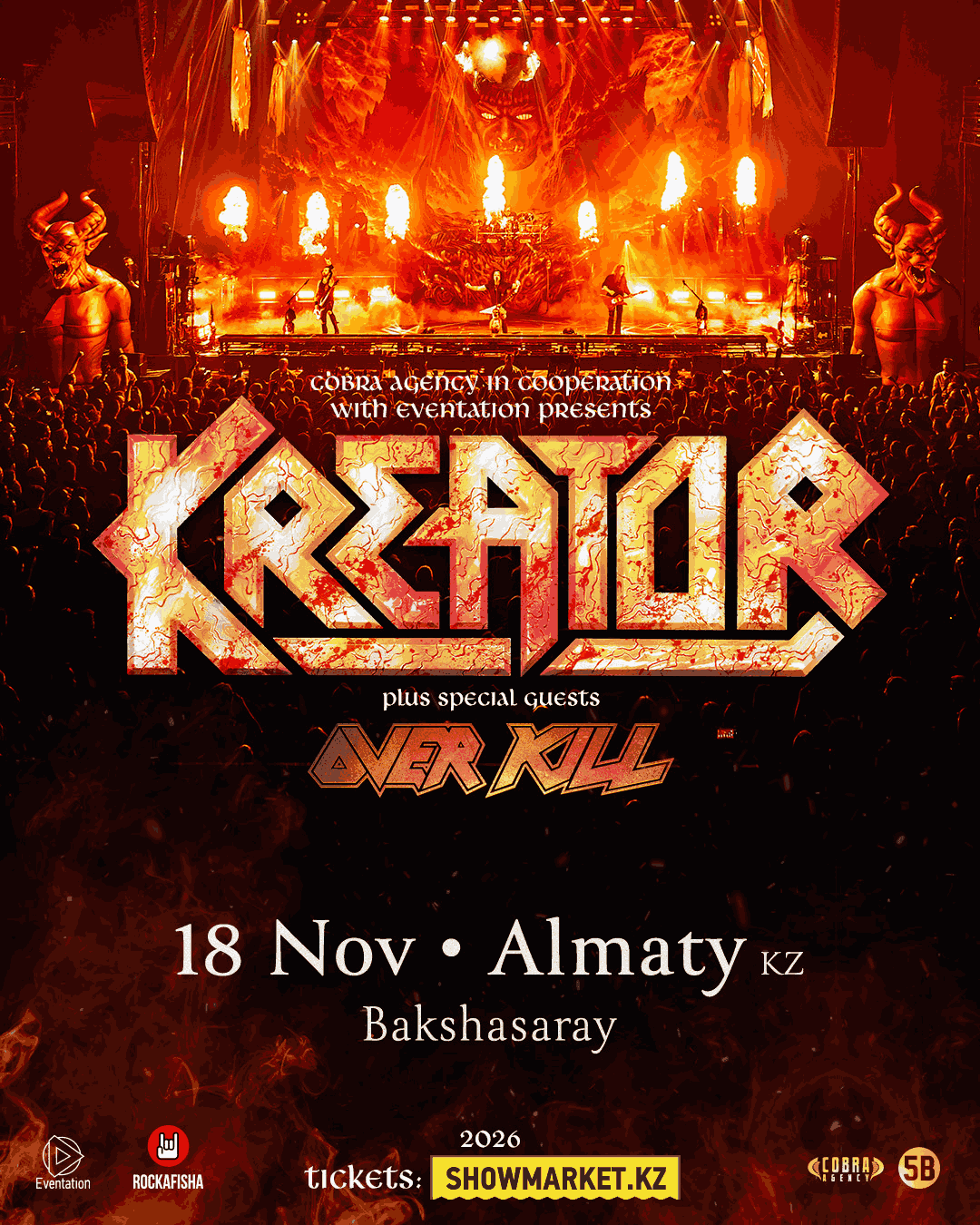 Афиша меропрития: KREATOR + OVERKILL в Алматы