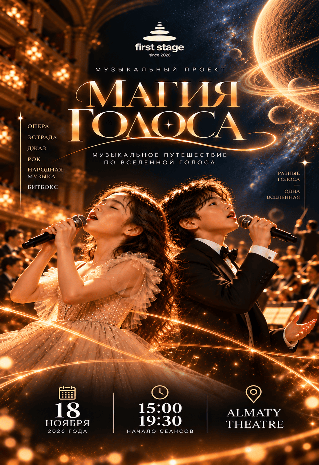 Афиша меропрития: FIRST STAGE «Магия голоса» в Алматы